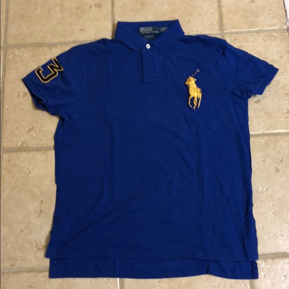 royal blue and gold shirt